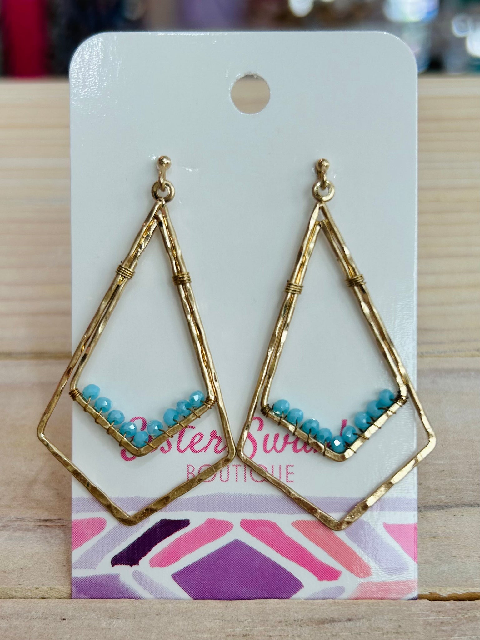 Diamond Drop Earrings With Beaded Detail