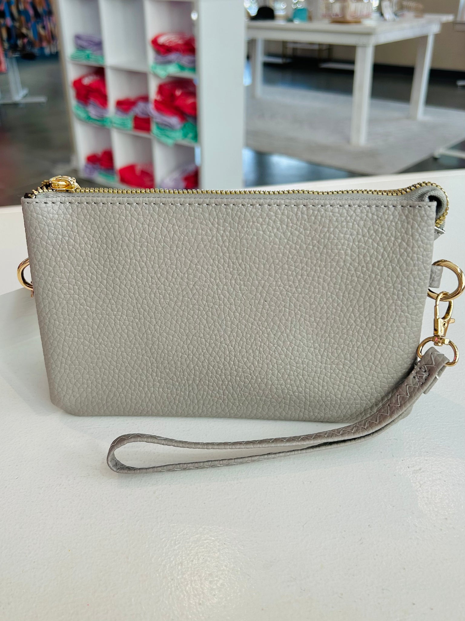 Crossbody Leather Purse - Grey