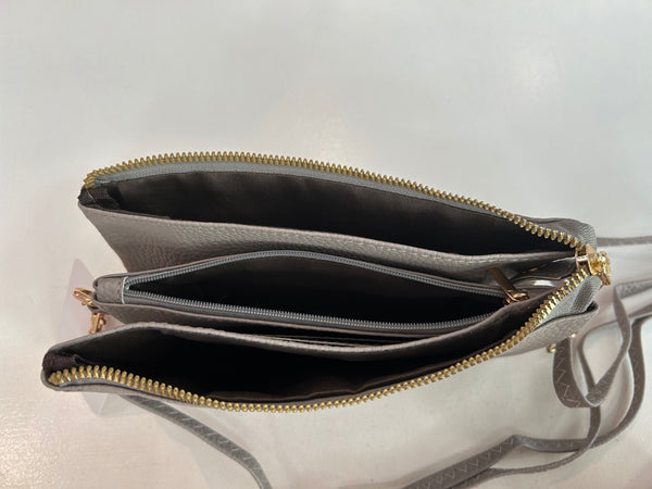 Crossbody Leather Purse - Grey