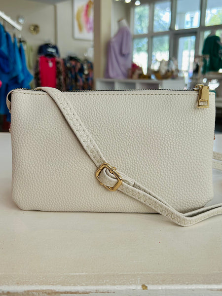 Crossbody Leather Purse - Beige