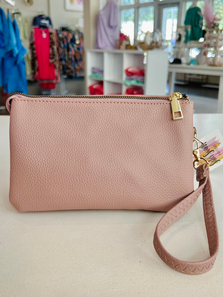 Crossbody Leather Purse - Mauve