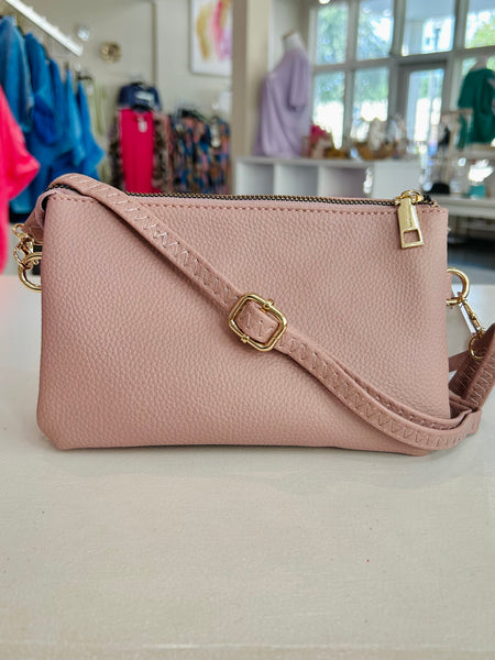 Crossbody Leather Purse - Mauve