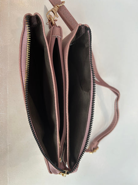 Crossbody Leather Purse - Mauve