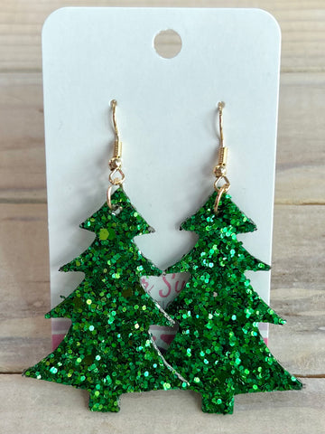 Holiday Sparkle Drop Earrings - Green