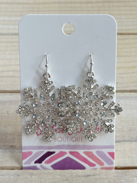 Crystal Snowfall Drop Earrings - Silver
