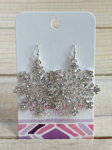 Crystal Snowfall Drop Earrings - Silver