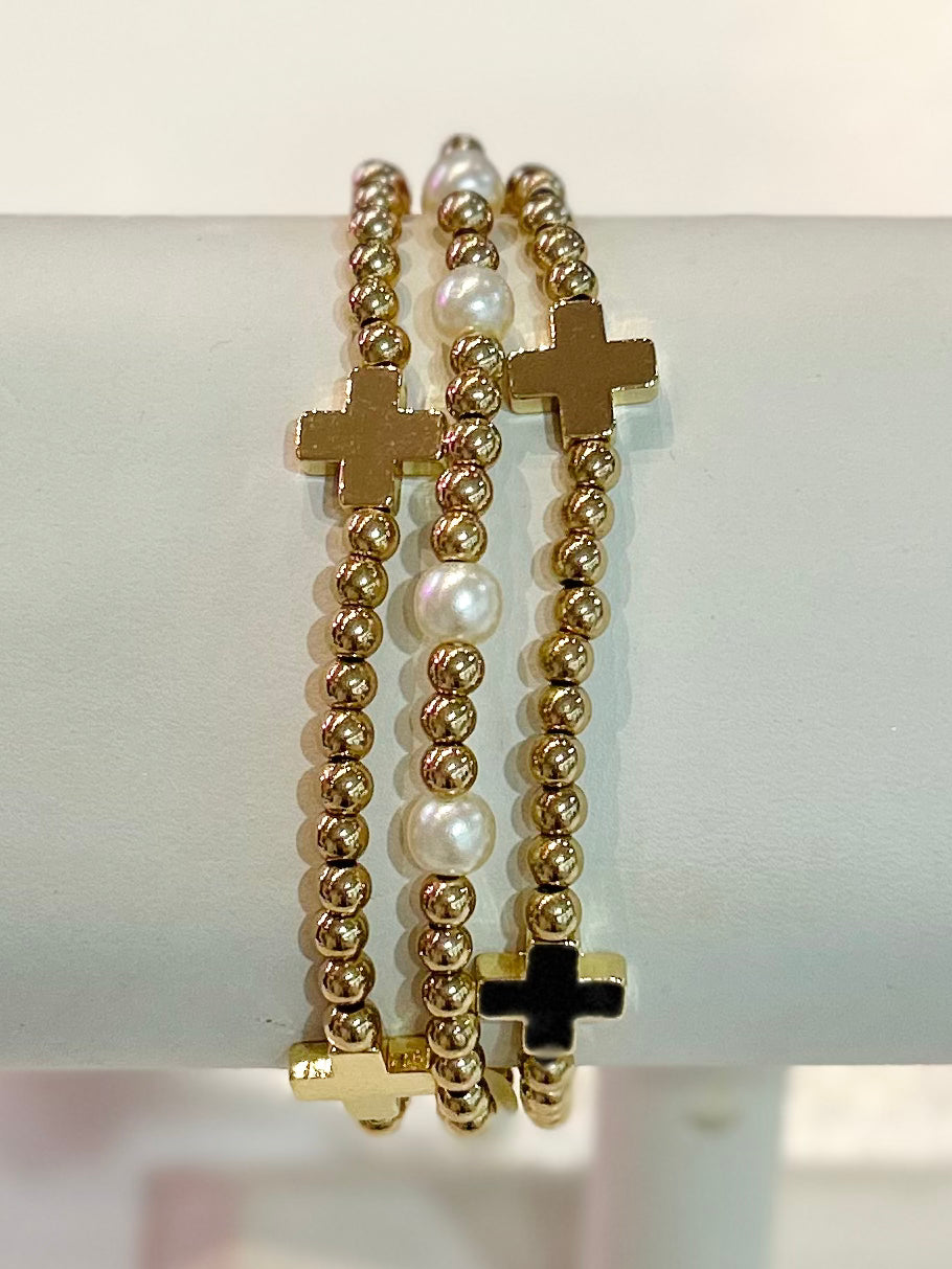 Blessed Bead Bracelet Set - Gold