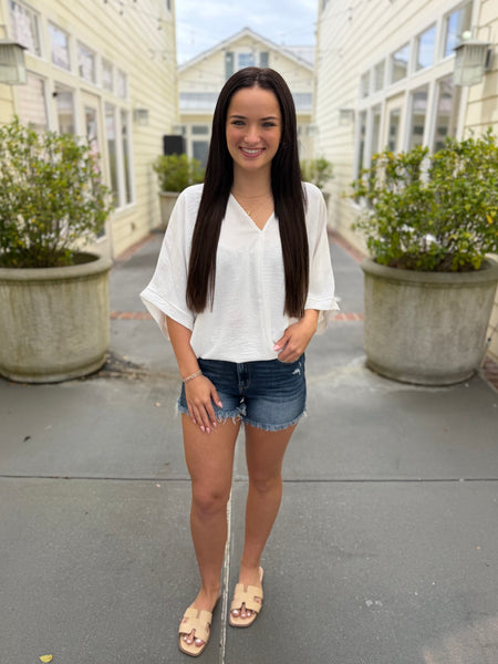 Keep Me Posted Denim Shorts - Dark Wash