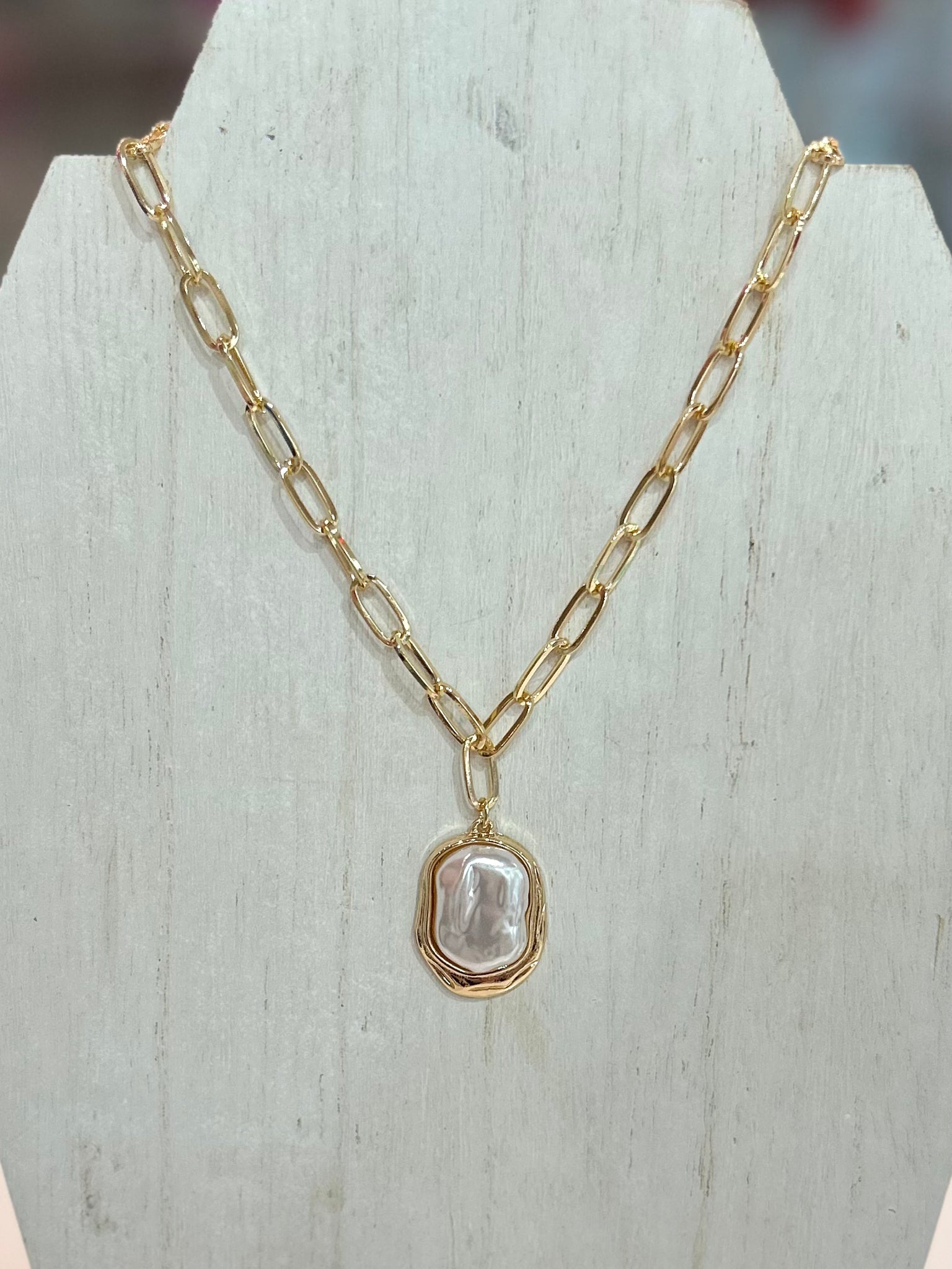 Pearl Paperclip Necklace