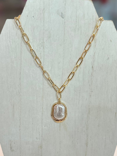 Pearl Paperclip Necklace