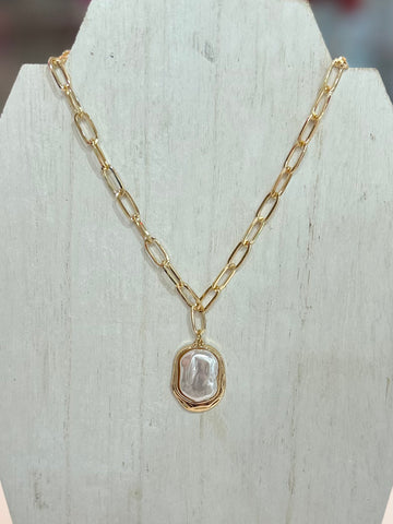 Pearl Paperclip Necklace