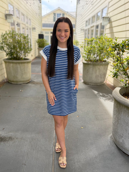 Sunny Stripes Dress - Navy