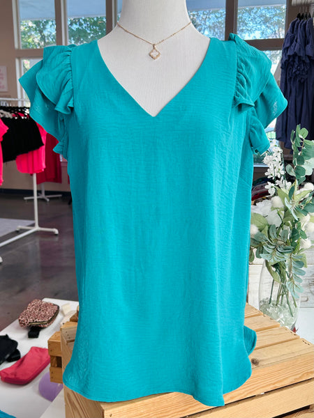 No Complaints Blouse - Teal