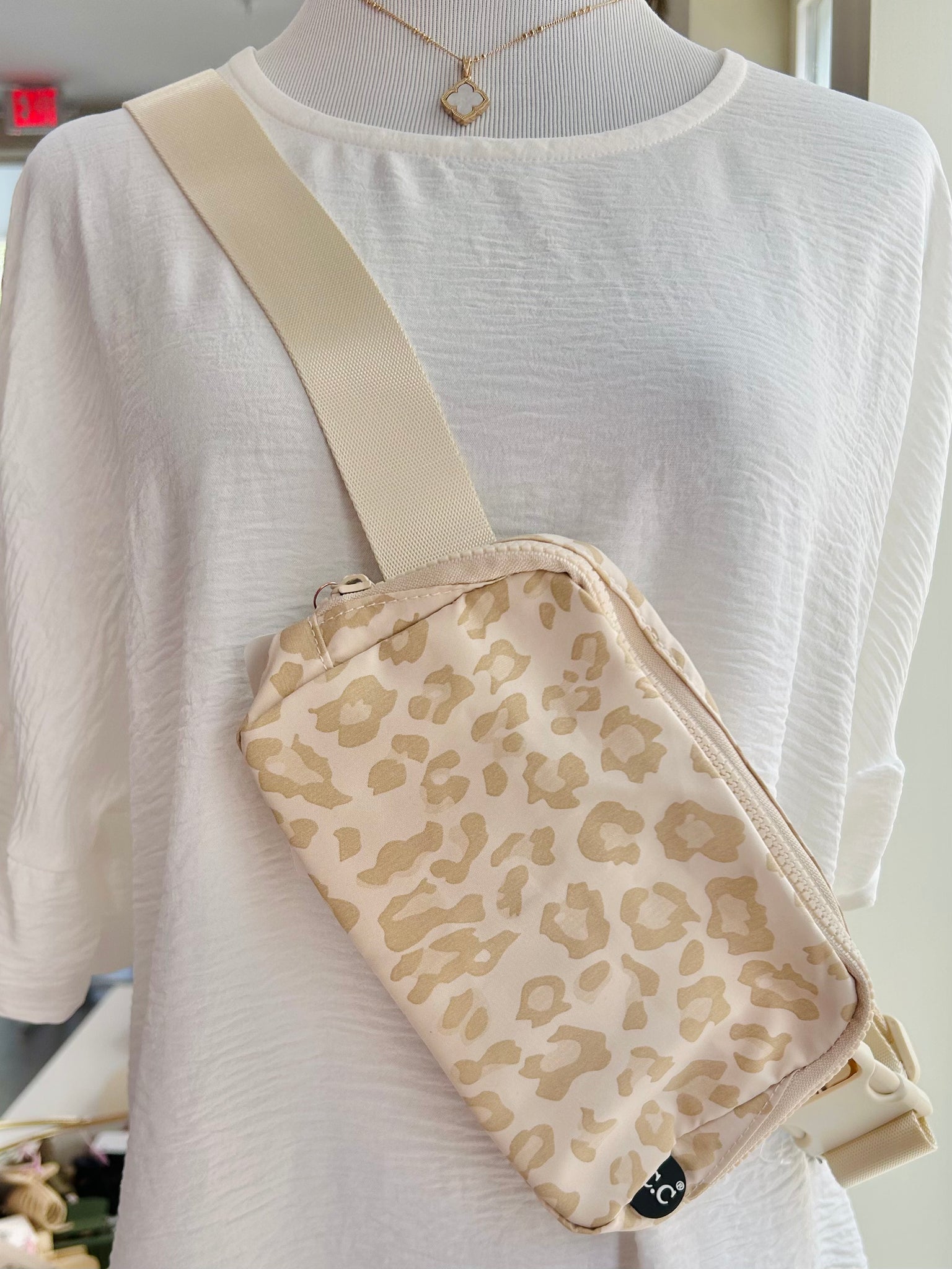 Animal Print Belt Bag - Beige