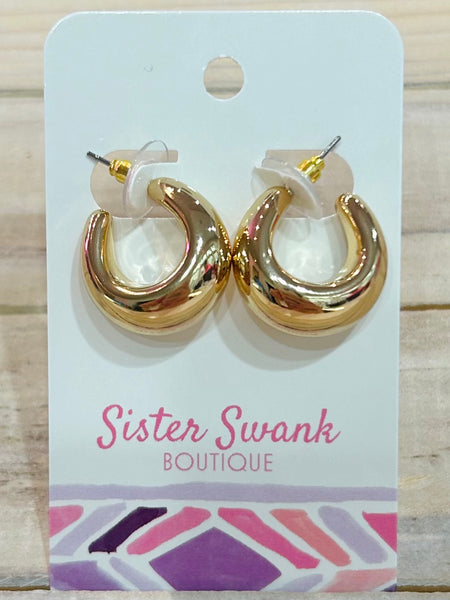 Tapered Rounded Metal Hoop Earrings