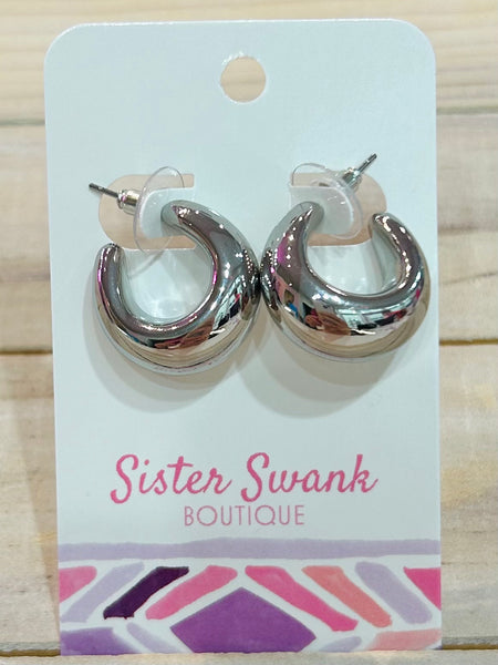 Tapered Rounded Metal Hoop Earrings