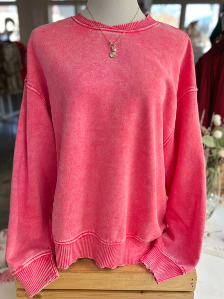 Soft-Wash Classic Pullover - Fuchsia