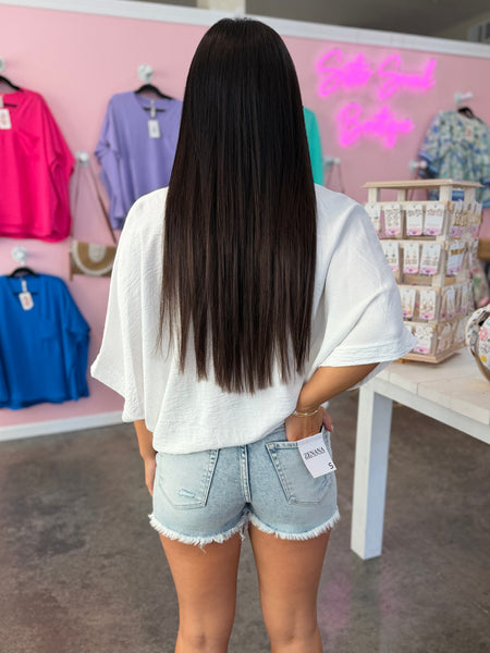 Loving The Sun Denim Shorts - Light Wash