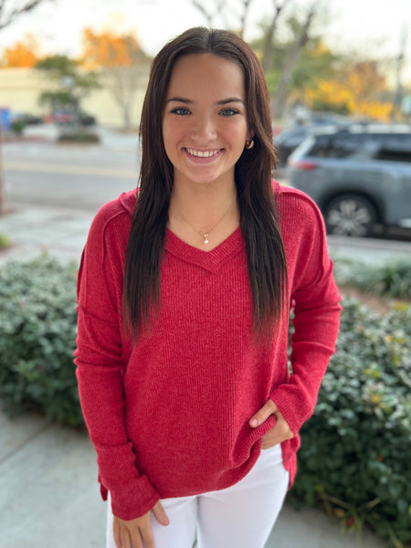 Cozy Babe Sweater - Red