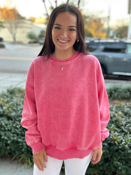 Soft-Wash Classic Pullover - Fuchsia