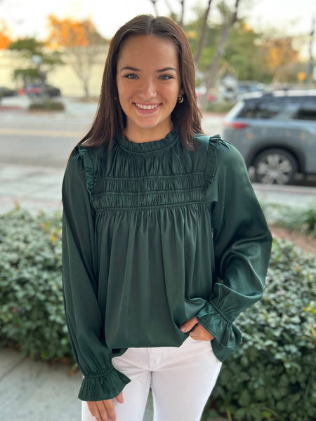 Satin Charm Blouse - Green