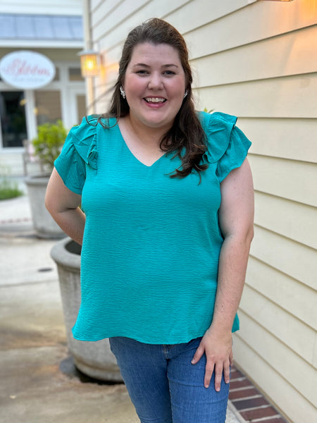 No Complaints Blouse - Teal