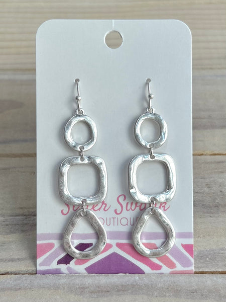 Element Link Drop Earrings - Silver