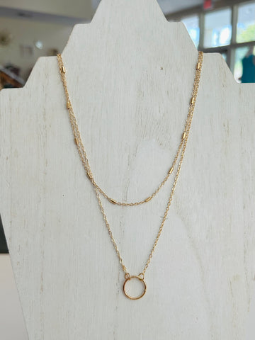 Layered Chain Link Necklace - Gold