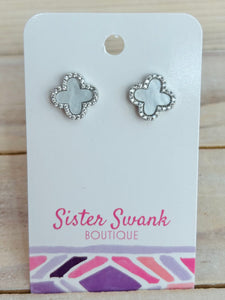 Clover Stud Earrings With Rhinestones