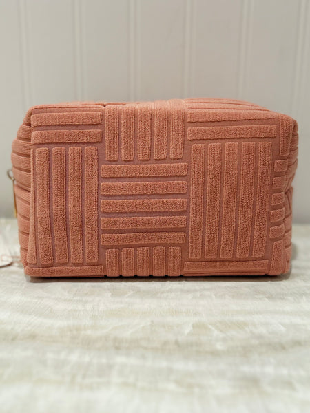 Quilted Terry Cloth Travel Pouch - Dark Pink