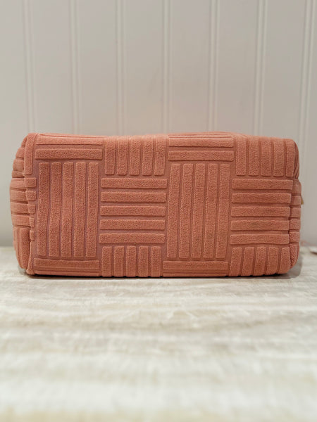 XL Quilted Terry Cloth Travel Pouch - Dark Pink