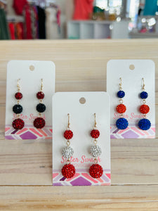 Linked Game Day Rhinestone Beaded Drop Earrings