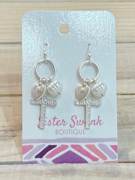 Heavenly Charm Drop Earrings - Silver