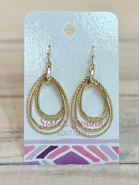 Stacked Shine Drop Earrings - Gold