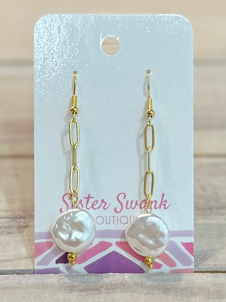 Polished Pearl Linked Earrings