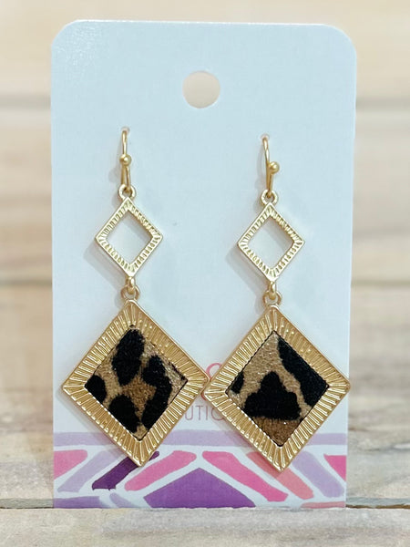 Linked Luxe Drop Earrings - Leopard