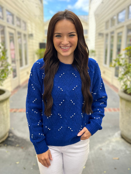 Polished Pearl Sweater - Royal Blue