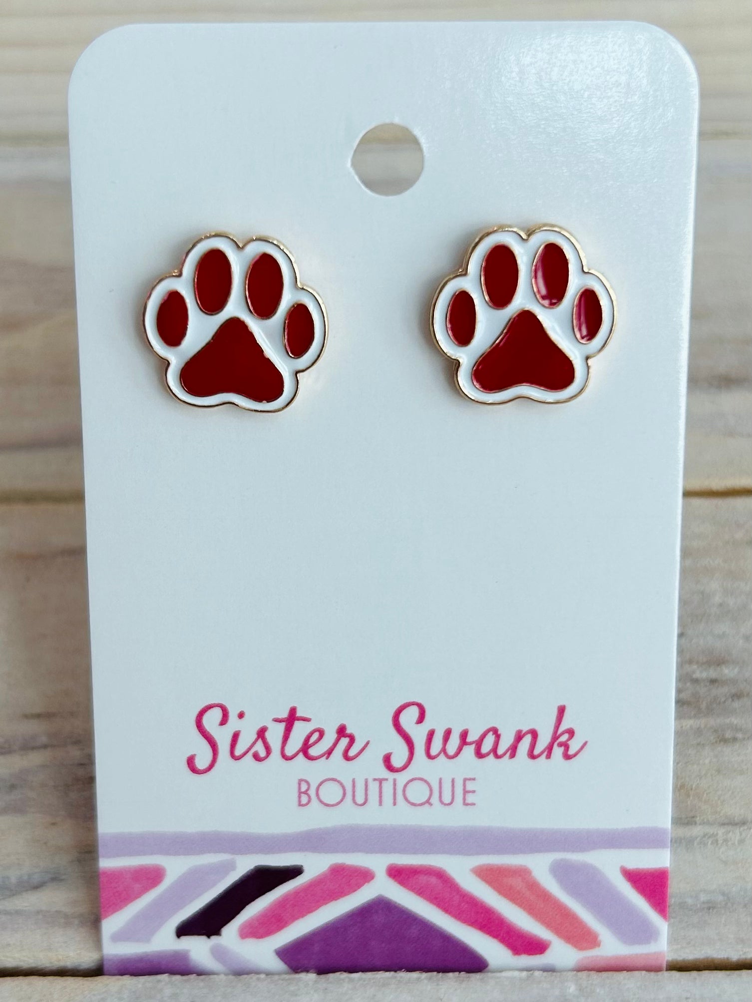 Metal Paw Print Stud Earrings