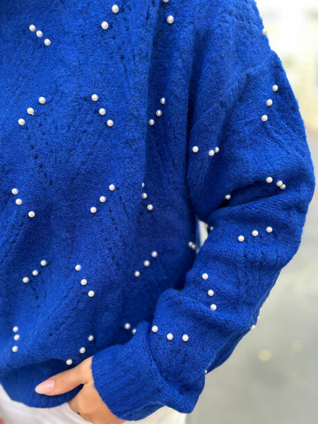 Polished Pearl Sweater - Royal Blue