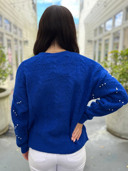 Polished Pearl Sweater - Royal Blue