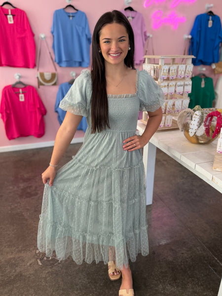 Polka Dot Dream Dress - Sage