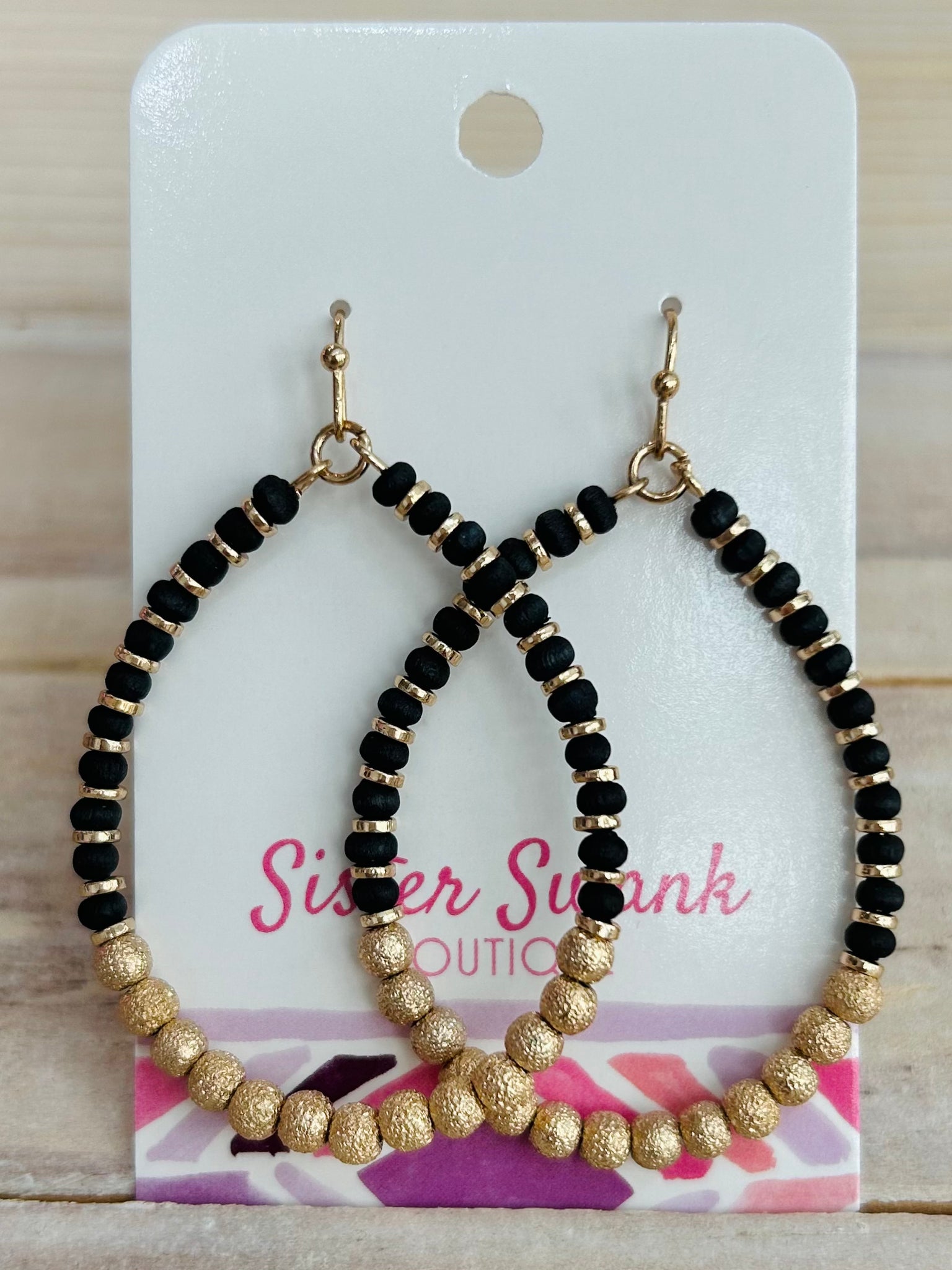 Beaded Dangle Earrings - Black