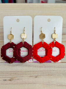 Hexagonal Threaded Dangle Earrings