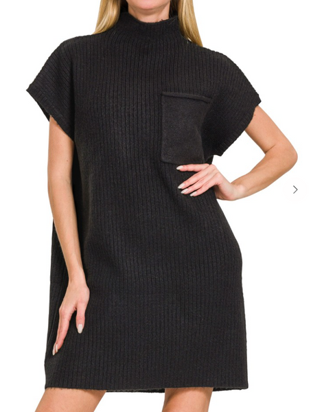 Through My Eyes Sweater Dress - Black