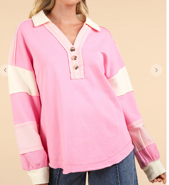 Fresh Beginnings Oversized Top - Pink