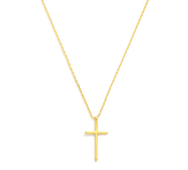 Cross Pendant Chain Linked Necklace - Gold