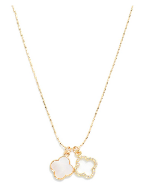 Dainty Necklace Featuring Clover Pendants - Gold