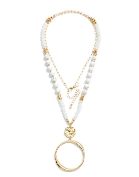 Long Beaded Chain Link Necklace