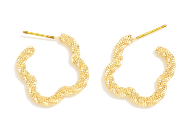 Textured Twisted Clover Earrings - Gold