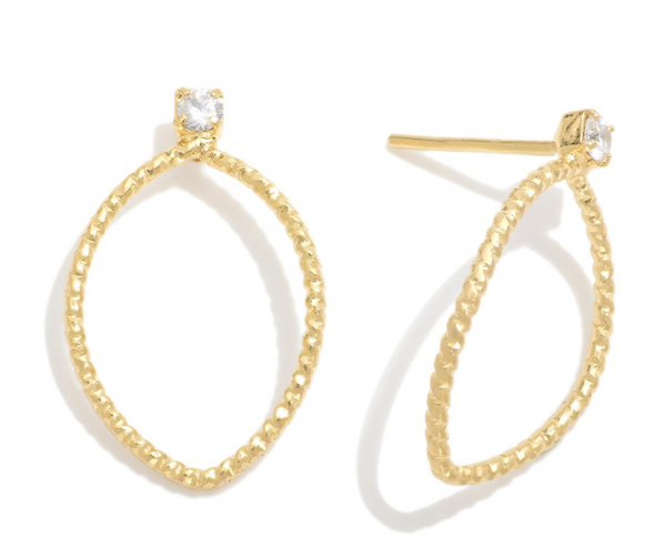 Oval Shimmer Post Earrings - Gold